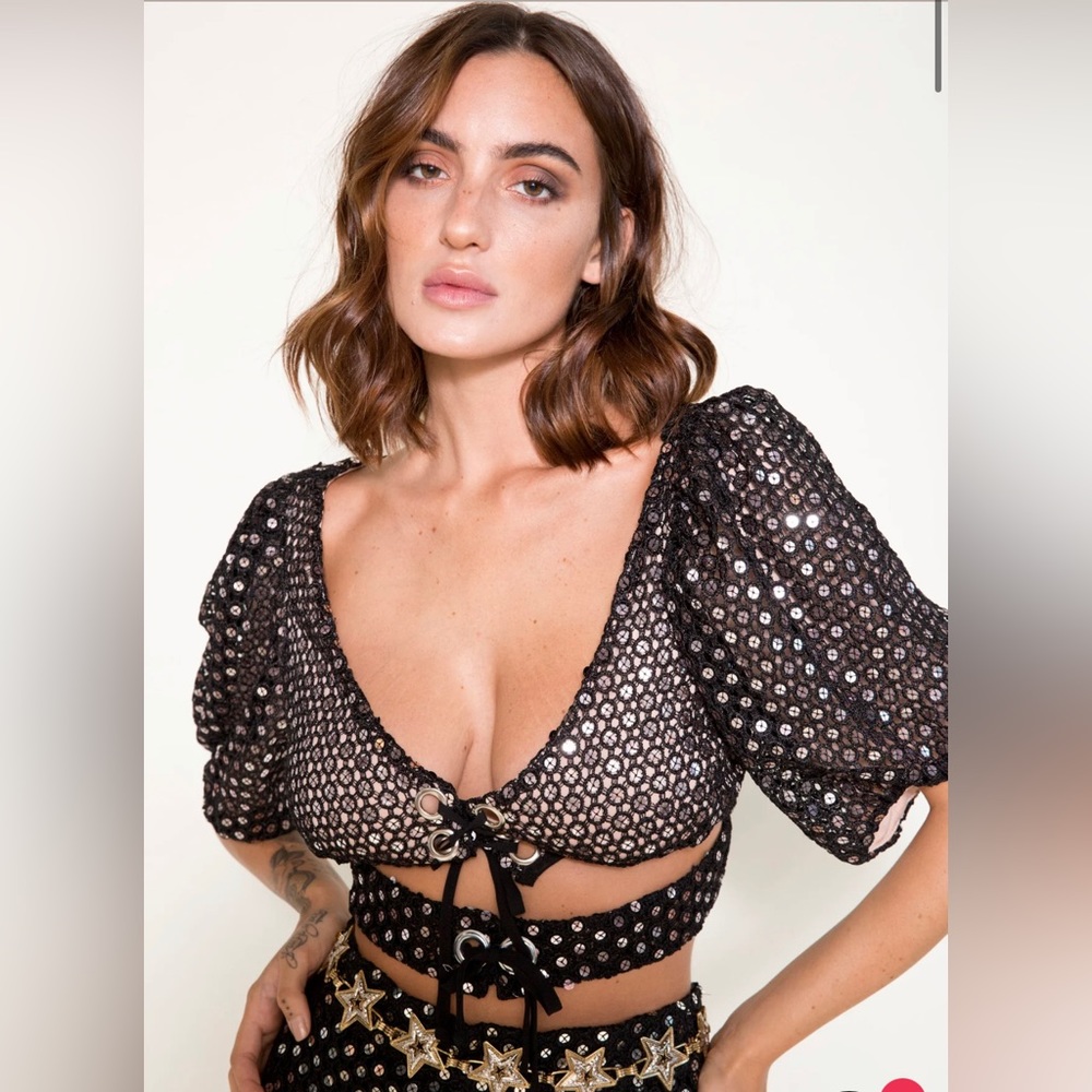 S - Eastnwest Label Sequin crop top
